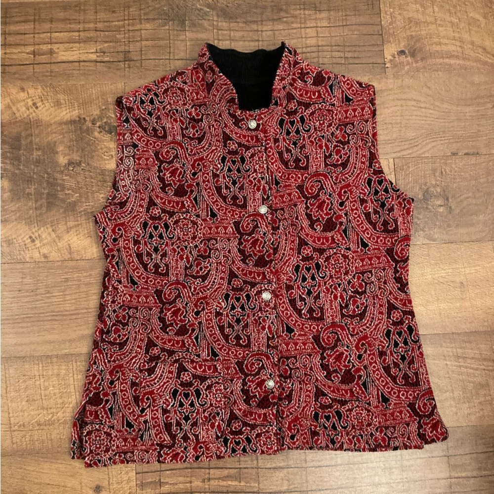 Coldwater Creek Vest Front Snap Corduroy Collar Casual Outerwear Layering Size L
